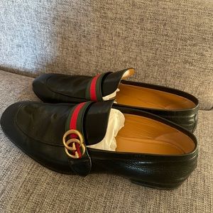 Leather Loafer with Double G and Web